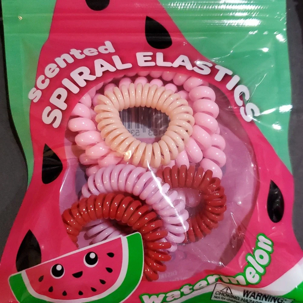 12 piece watermelon‎ and strawberry scented spiral elastics hair coils brand new